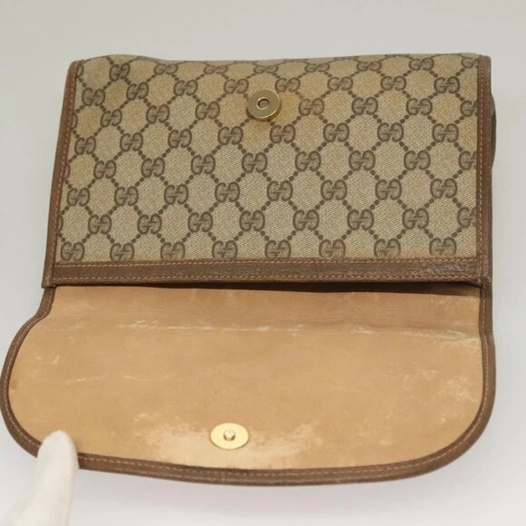 GUCCI GG Supreme Web Sherry Line Clutch Bag PVC Beige Gold 89 01 030 Auth 133336 - Picture 8 of 16